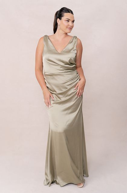 Dawson Satin Dress | Made To Order | Silver Sage