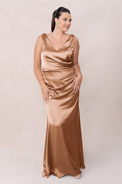 Dawson Satin Dress | Made To Order | Toffee