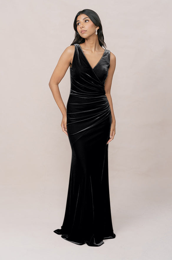 ワンピース bonjour diary Black velvet dress 4y Dawson Velvet Dress | Black