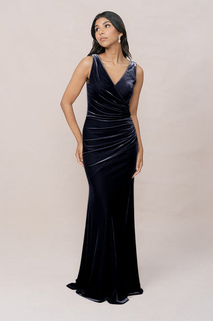 Dawson Velvet Dress | Made To Order | Navy Blue