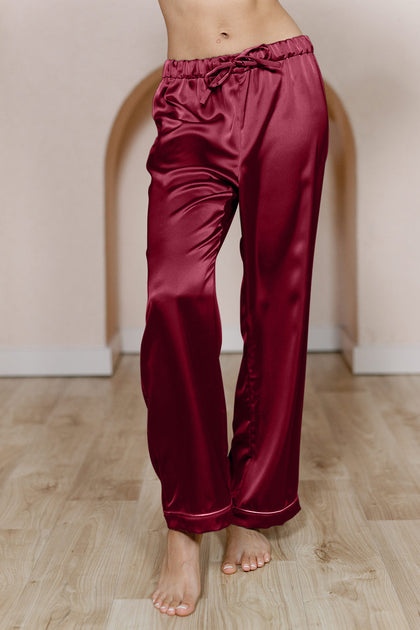 Daybreak Satin Sleep Pants | Made To Order - Berry