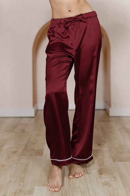 Daybreak Satin Sleep Pants | Made To Order - Cabernet