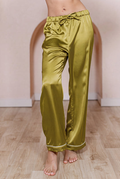 Daybreak Satin Sleep Pants | Made To Order - Chartreuse