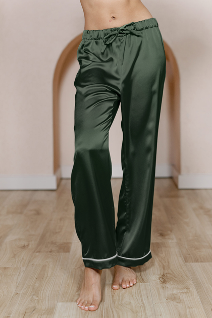 Daybreak Satin Sleep Pants | Made To Order - Deep Olive