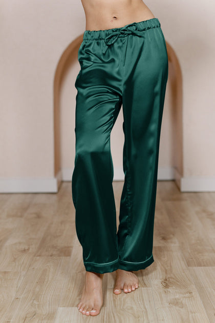 Daybreak Satin Sleep Pants | Made To Order - Emerald