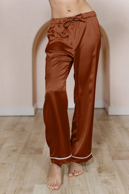 Daybreak Satin Sleep Pants | Made To Order - Rust