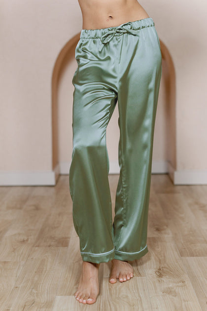 Daybreak Satin Sleep Pants | Made To Order - Sage