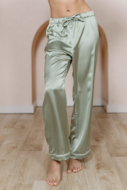 Daybreak Satin Sleep Pants | Made To Order - Silver Sage