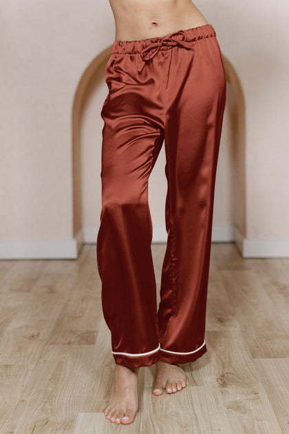 Daybreak Satin Sleep Pants | Made To Order - Terracotta Rust