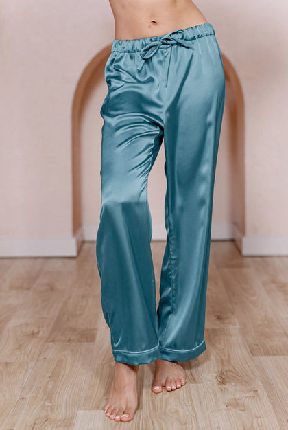Daybreak Satin Sleep Pants | Made To Order - Turquoise