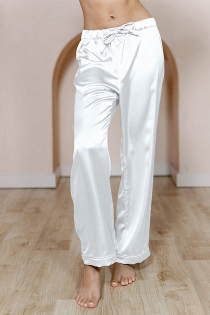 Daybreak Satin Sleep Pants | Made To Order - White Pearl