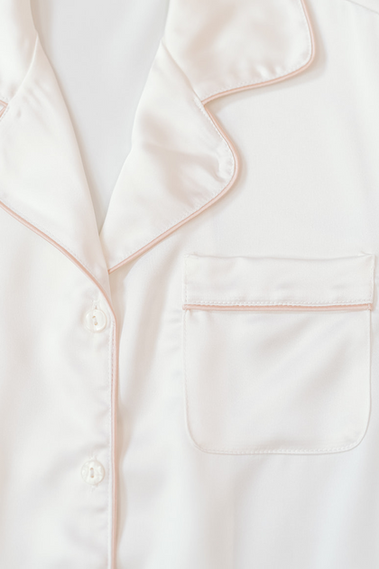 Daybreak Satin Sleep Pants | Made To Order - White Pearl Satin / Blush Satin