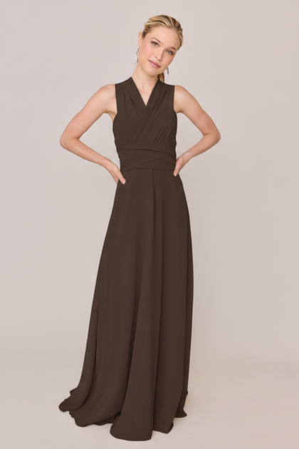 Devan Convertible Chiffon Dress | Made To Order | Espresso