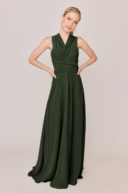 Devan Convertible Chiffon Dress | Made To Order | Deep Olive