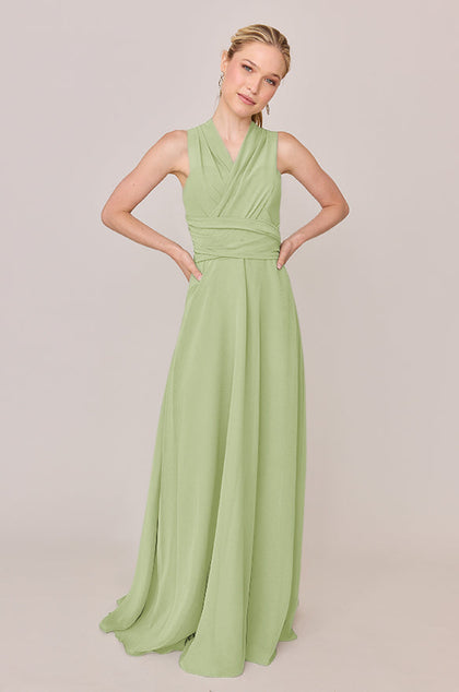 Devan Convertible Chiffon Dress | Made To Order | Matcha