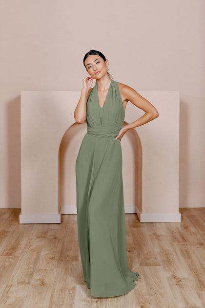 Devan Convertible Chiffon Dress | Made To Order | Moss