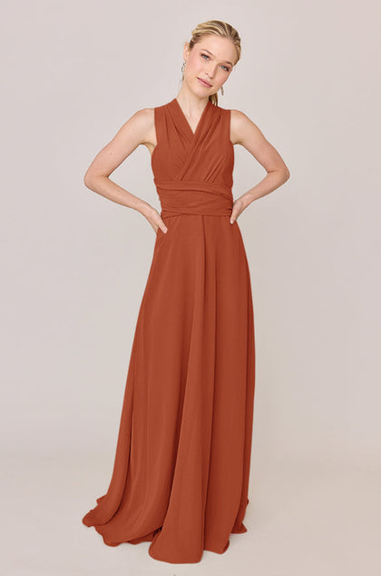 Devan Convertible Chiffon Dress | Made To Order | Rust