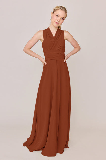 Devan Convertible Chiffon Dress | Made To Order | Rust