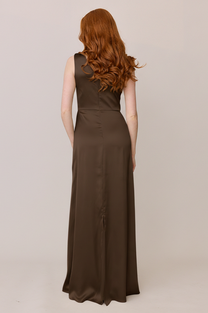 Diana Satin Dress | Made To Order | Espresso