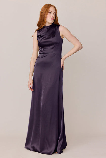 Diana Satin Dress | Made To Order | Eggplant