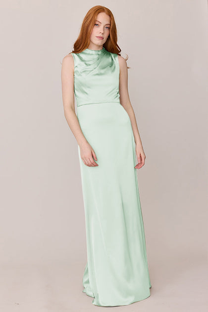 Diana Satin Dress | Made To Order | Pistachio