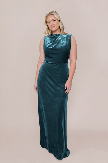 Diana Velvet Dress | Made To Order | Desert Blue