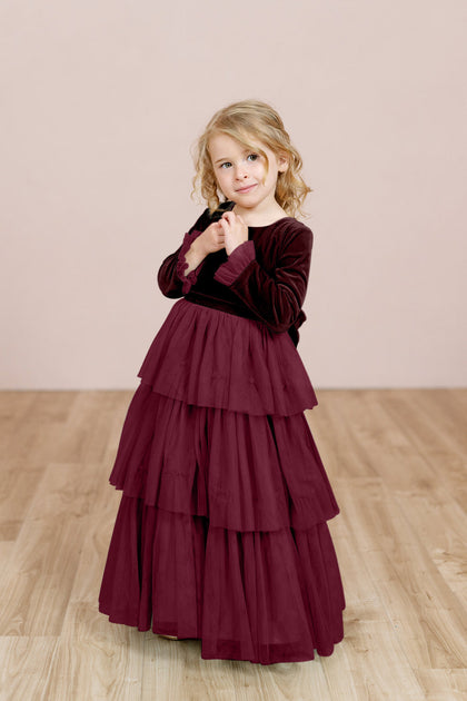 burgundy dress 4t Kids Dottie Velvet + Tulle Flower girl dresses