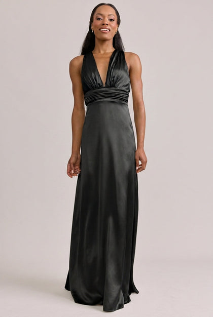 Dylan Satin Dress | Made To Order | Black