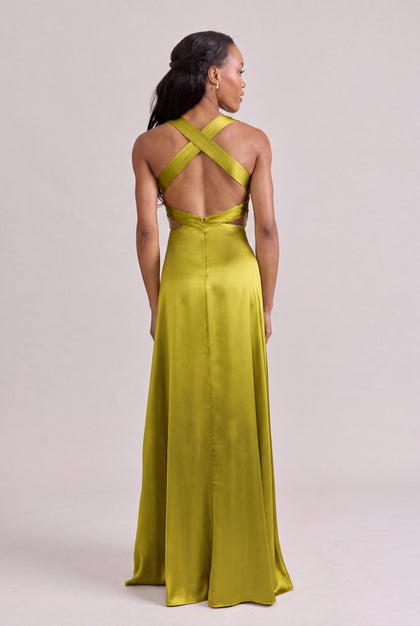 Dylan Satin Dress | Made To Order | Chartreuse