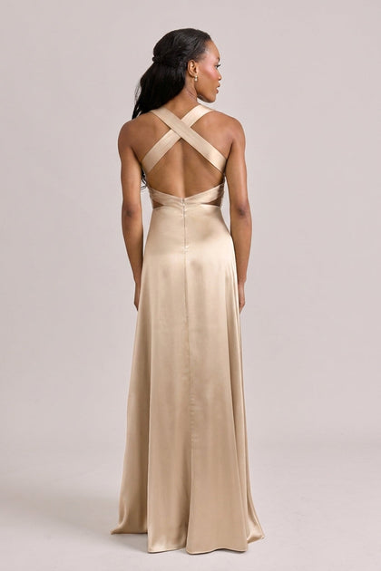 Dylan Satin Dress | Gold Champagne