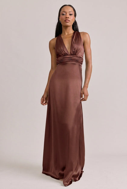 Dylan Satin Dress | Mahogany