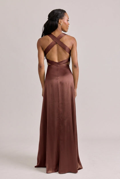 Dylan Satin Dress | Mahogany