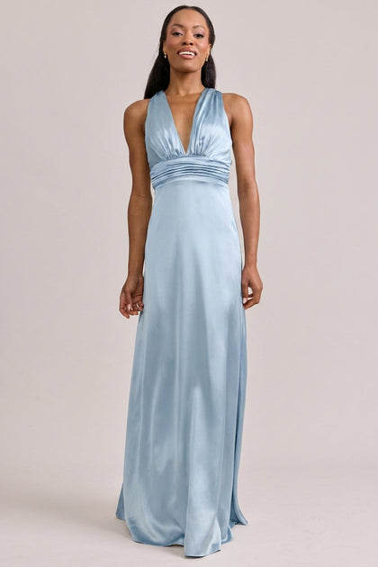 Dylan Satin Dress | Made To Order | Sky Blue