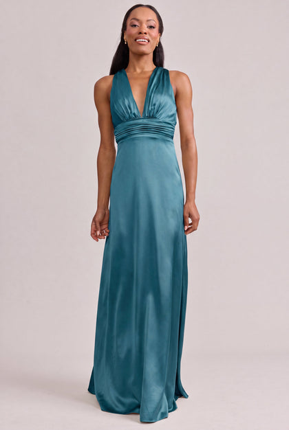 Dylan Satin Dress | Made To Order | Turquoise