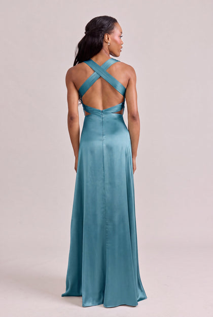 Dylan Satin Dress | Made To Order | Turquoise