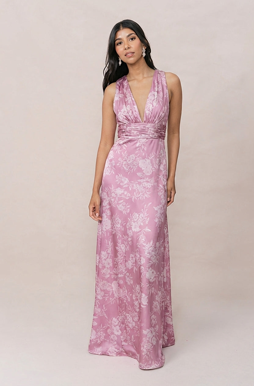 Dylan Satin Floral Print Dress
