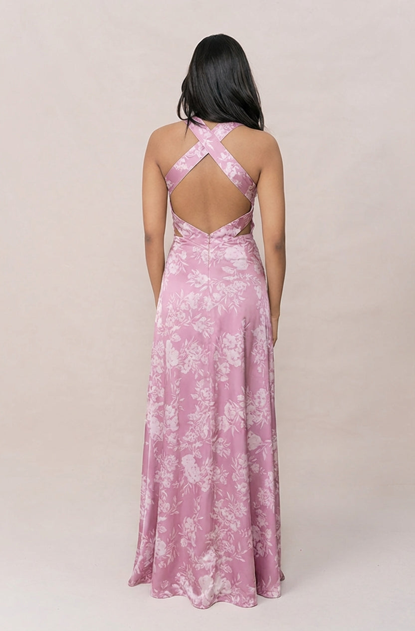 Dylan Satin Floral Print Dress