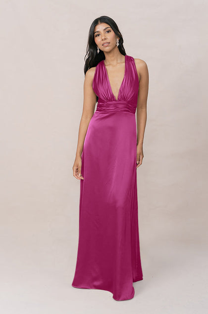 Dylan Satin Dress | Made To Order | Fuchsia