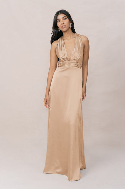 Dylan Satin Dress | Made To Order | Honey Beige