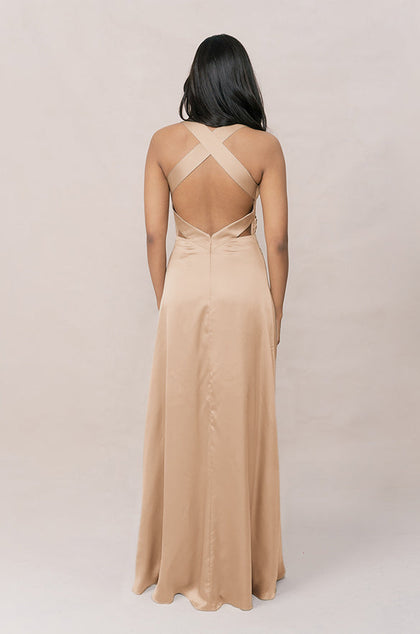 Dylan Satin Dress | Made To Order | Honey Beige