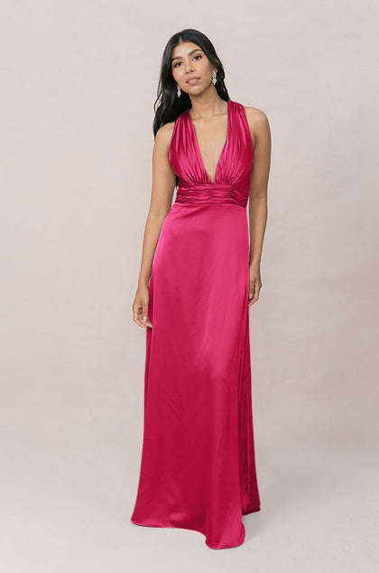 Dylan Satin Dress | Made To Order | Hot Pink