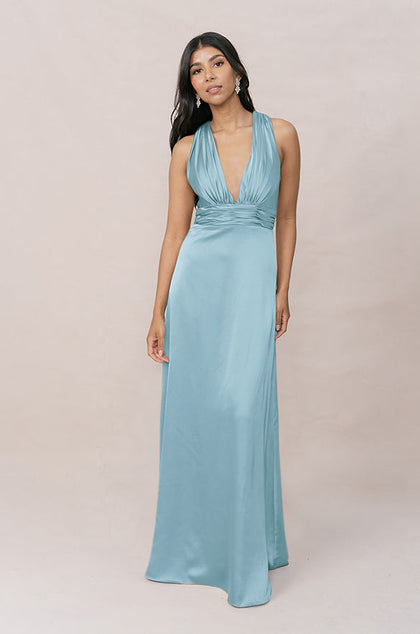 Dylan Satin Dress | Made To Order | Light Blue