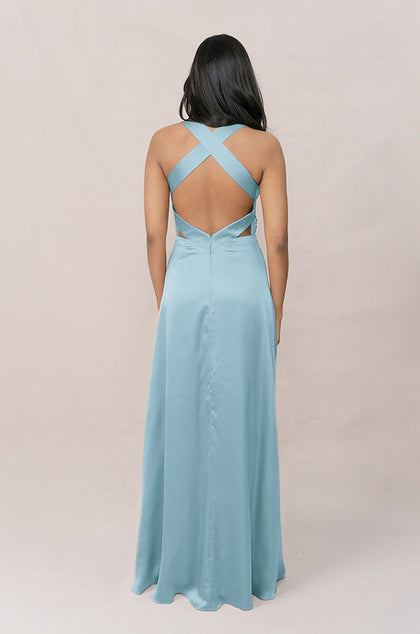 Dylan Satin Dress | Made To Order | Light Blue