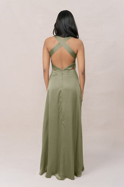 Dylan Satin Dress | Made To Order | Moss