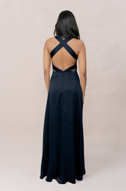 Dylan Satin Dress | Made To Order | Navy Blue
