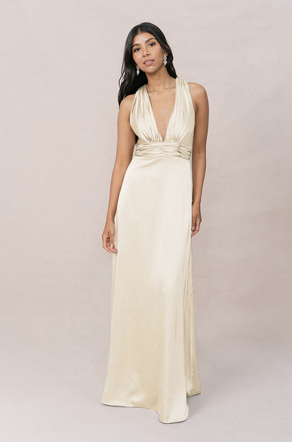 Dylan Satin Dress | Made To Order | Pale Yellow