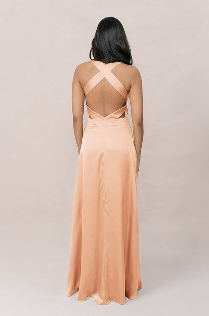 Dylan Satin Dress | Made To Order | Peach