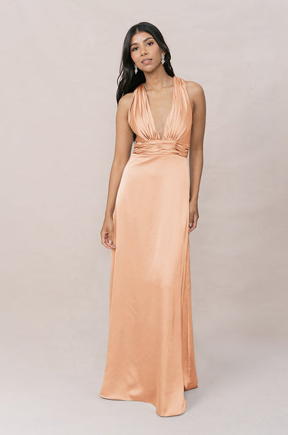 Dylan Satin Dress | Made To Order | Peach