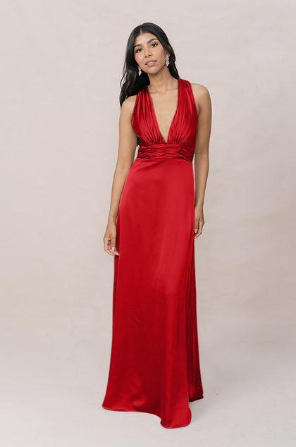 Dylan Satin Dress | Made To Order | Poppy Red