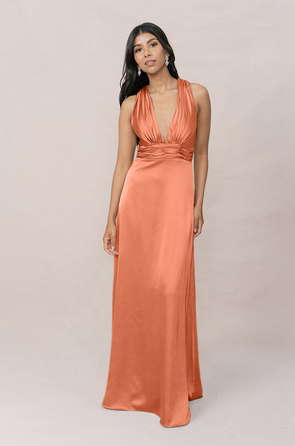 Dylan Satin Dress | Made To Order | Tangerine